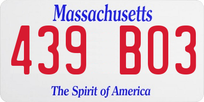 MA license plate 439BO3