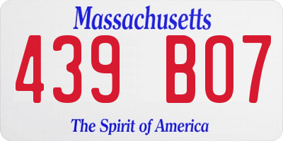 MA license plate 439BO7
