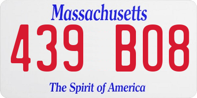 MA license plate 439BO8