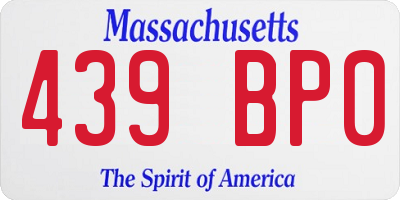 MA license plate 439BP0
