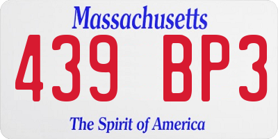 MA license plate 439BP3
