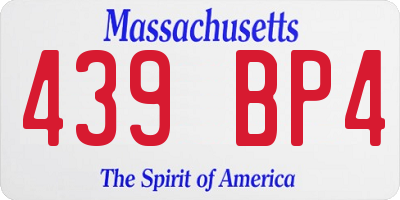 MA license plate 439BP4