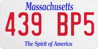 MA license plate 439BP5