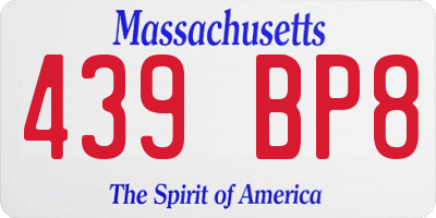 MA license plate 439BP8