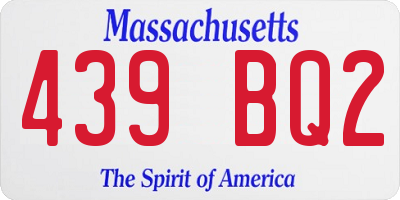 MA license plate 439BQ2