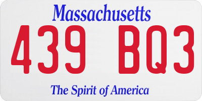 MA license plate 439BQ3