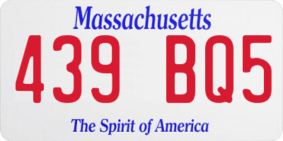 MA license plate 439BQ5