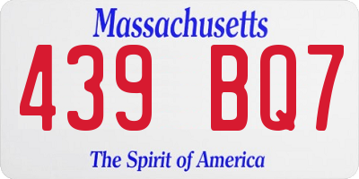 MA license plate 439BQ7
