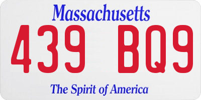 MA license plate 439BQ9