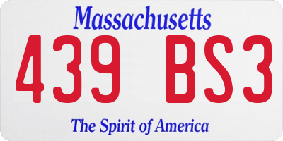 MA license plate 439BS3