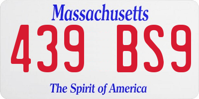MA license plate 439BS9