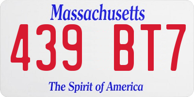 MA license plate 439BT7