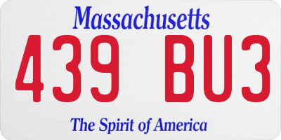 MA license plate 439BU3