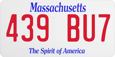 MA license plate 439BU7