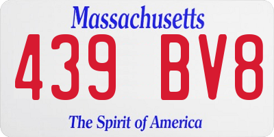 MA license plate 439BV8