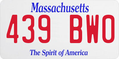 MA license plate 439BW0