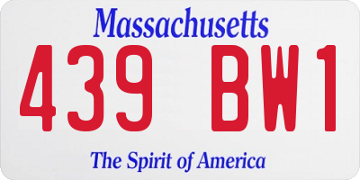 MA license plate 439BW1