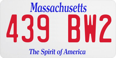 MA license plate 439BW2
