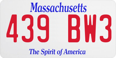 MA license plate 439BW3