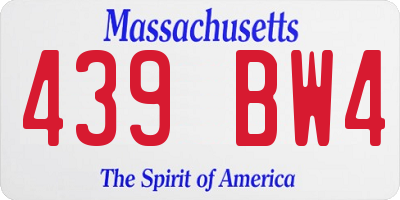 MA license plate 439BW4