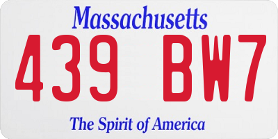 MA license plate 439BW7