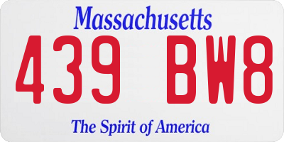 MA license plate 439BW8