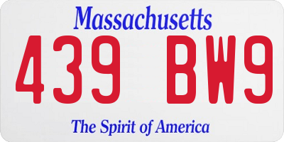 MA license plate 439BW9