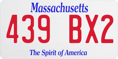 MA license plate 439BX2