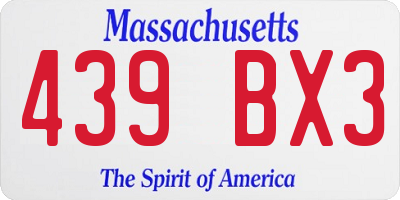 MA license plate 439BX3