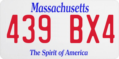 MA license plate 439BX4