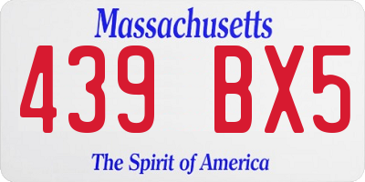 MA license plate 439BX5