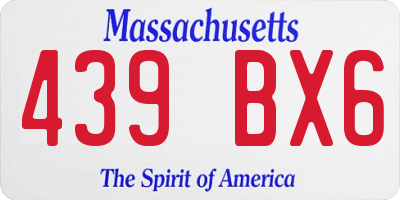 MA license plate 439BX6