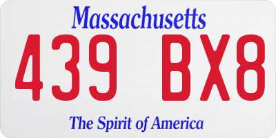 MA license plate 439BX8