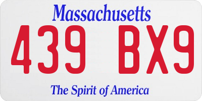 MA license plate 439BX9