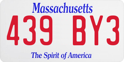 MA license plate 439BY3