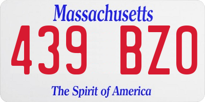 MA license plate 439BZ0