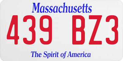 MA license plate 439BZ3