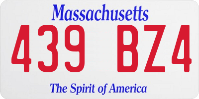 MA license plate 439BZ4