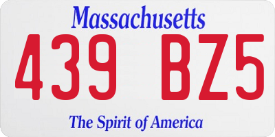 MA license plate 439BZ5