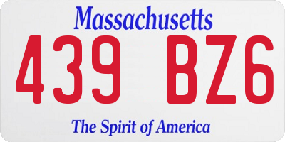 MA license plate 439BZ6