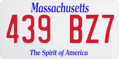 MA license plate 439BZ7