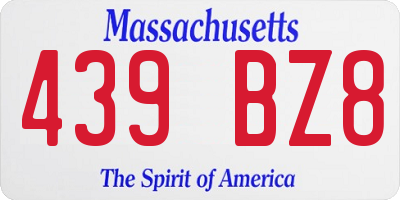 MA license plate 439BZ8