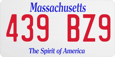 MA license plate 439BZ9