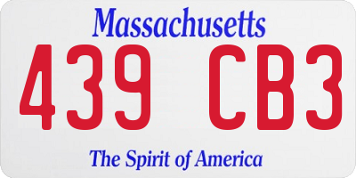MA license plate 439CB3