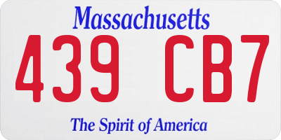 MA license plate 439CB7