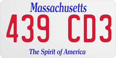 MA license plate 439CD3