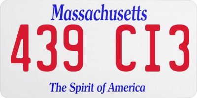 MA license plate 439CI3