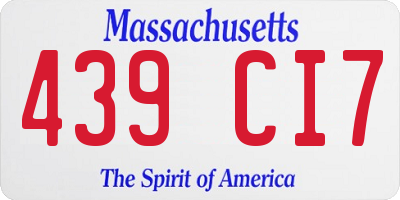 MA license plate 439CI7