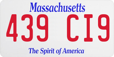 MA license plate 439CI9