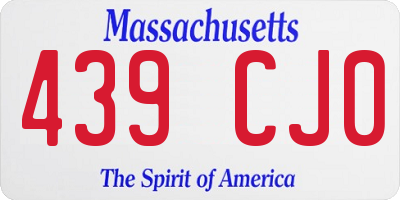 MA license plate 439CJ0